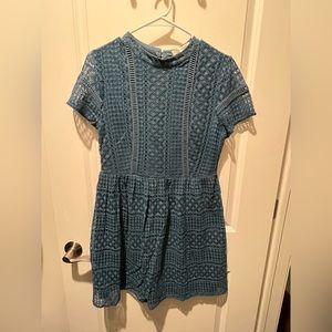 Teal lace party dress